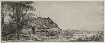コテージと大木のある風景 作： Rembrandt van Rijn