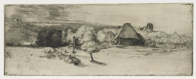 農家のある風景と塔のある家 農家と「塔のある家」のある風景 作： Rembrandt van Rijn