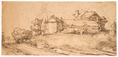 農家と干し草の納屋のある風景 作： Rembrandt van Rijn