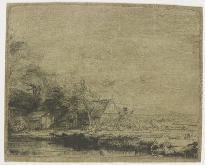 牛が水を飲む風景 作： Rembrandt van Rijn