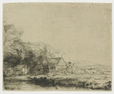 牛が水を飲む風景 作： Rembrandt van Rijn