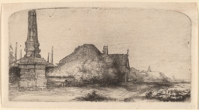 オベリスクのある風景 作： Rembrandt van Rijn