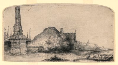 オベリスクのある風景 作： Rembrandt van Rijn