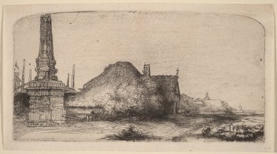 オベリスクのある風景 作： Rembrandt van Rijn