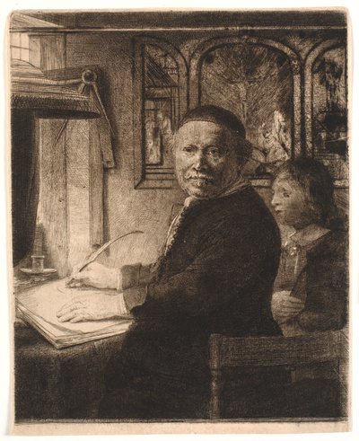 Lieven Willemsz van Coppenol、著述家: 小さい皿 作： Rembrandt van Rijn