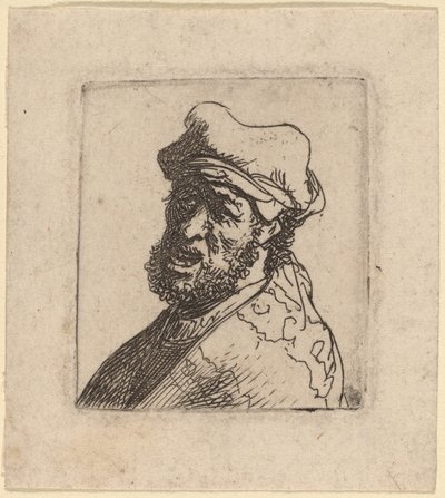 泣き叫ぶ男、残り 4 分の 3 作： Rembrandt van Rijn