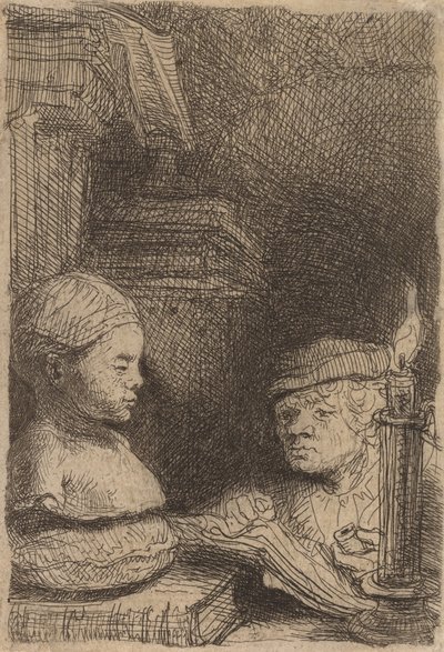 キャストから描く男、c。 1641年。 作： Rembrandt van Rijn