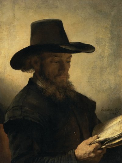 読書する男、1648年頃 作： Rembrandt van Rijn