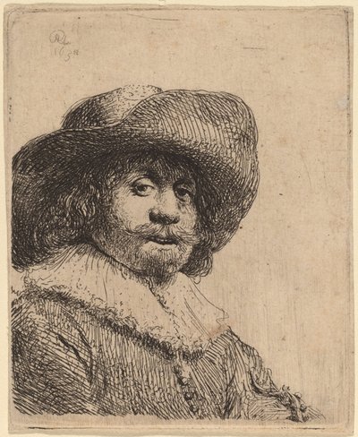 つば広帽子の男 作： Rembrandt van Rijn