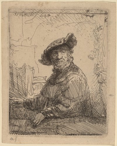 あずま屋の男 作： Rembrandt van Rijn