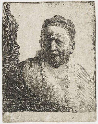 小帽をかぶった男性 作： Rembrandt van Rijn