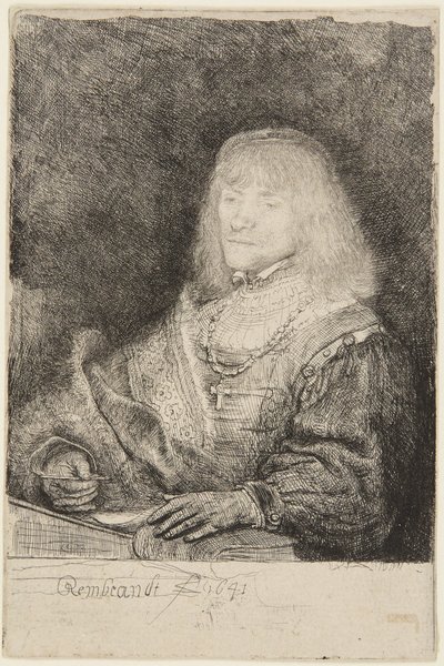 十字架と鎖を持った男 作： Rembrandt van Rijn