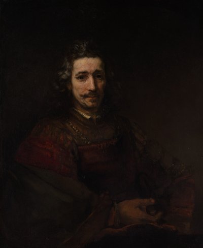 虫眼鏡を持つ男、1660年頃 作： Rembrandt van Rijn