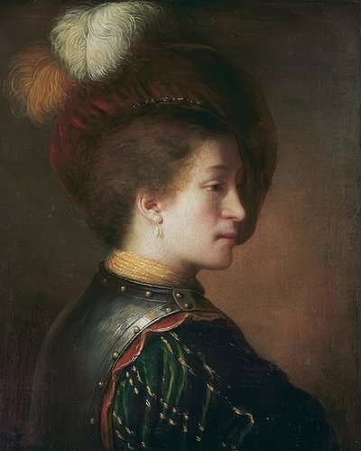 羽の帽子の男 作： Rembrandt van Rijn
