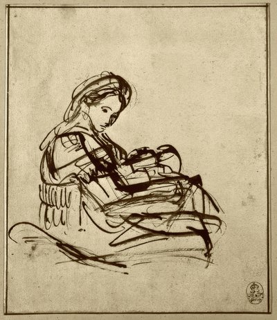 子供とマリア 作： Rembrandt van Rijn