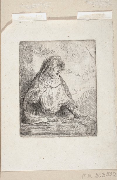 受難の道具を携えた悲しみの聖母 作： Rembrandt van Rijn
