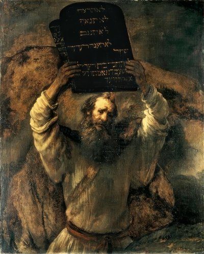 モーセは法律の書簡を壊します 作： Rembrandt van Rijn