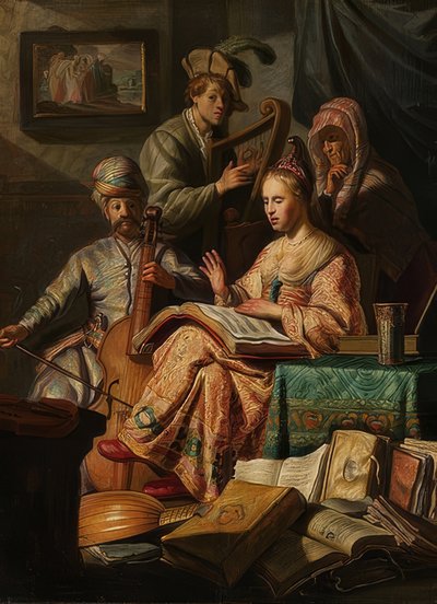 音楽を作る社会。 1626年 作： Rembrandt van Rijn