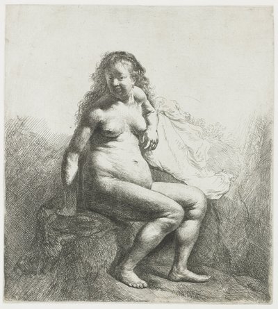 マウンドに裸の女性 作： Rembrandt van Rijn