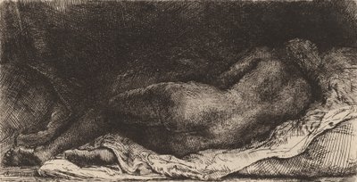 横たわるネグレス、1658年。 作： Rembrandt van Rijn