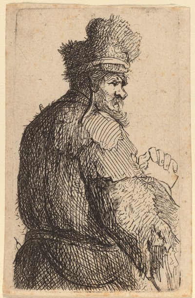 後ろから見た老人、右横顔 作： Rembrandt van Rijn