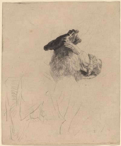 手で目を覆う老人 作： Rembrandt van Rijn