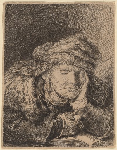 寝ている老婆 作： Rembrandt van Rijn