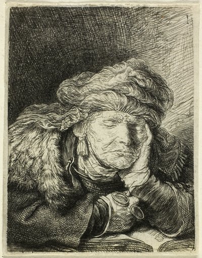 寝ている老婆 作： Rembrandt van Rijn