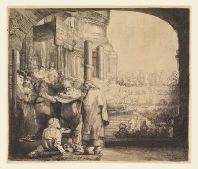 神殿の門にいるペトロとヨハネ 作： Rembrandt van Rijn