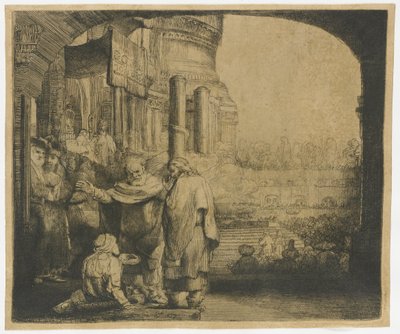神殿の門で足の不自由な人を癒すペテロとヨハネ 作： Rembrandt van Rijn