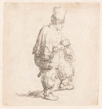 腕を組んで立っているポーランド人 作： Rembrandt van Rijn