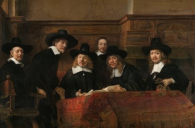 アムステルダムの布製ギルドの頭の肖像画。 1662年 作： Rembrandt van Rijn