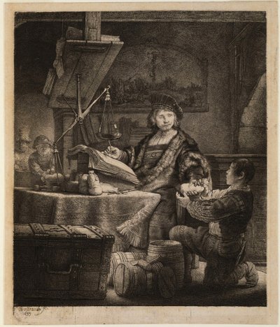 レンブラント・ファン・ライン（1606-1669）のエングレーヴィング「Portrait du peseur d