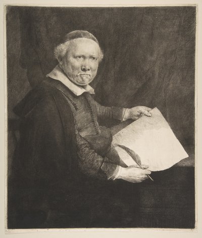 Lieven Willemsz van Coppenolの肖像、ライティングマスター、より大きな版、1658年。 作： Rembrandt van Rijn