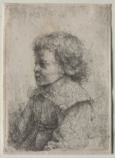 横顔の少年の肖像、1641年。 作： Rembrandt van Rijn