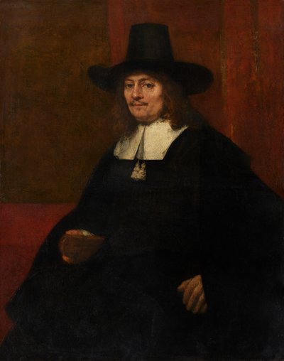 背の高い帽子をかぶった男の肖像 作： Rembrandt van Rijn