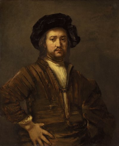 腕を腰に当てている男の肖像 作： Rembrandt van Rijn
