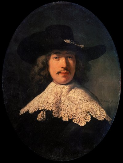 レースの首輪を持った若者の肖像、1634年。 作： Rembrandt van Rijn