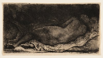 リクライニング女性ヌード 作： Rembrandt van Rijn