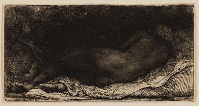 リクライニング女性ヌード 作： Rembrandt van Rijn