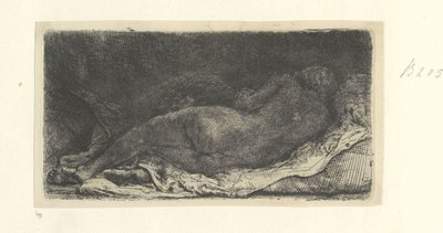 リクライニング女性ヌード 作： Rembrandt van Rijn