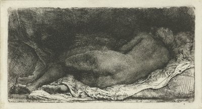 リクライニング女性ヌード 作： Rembrandt van Rijn