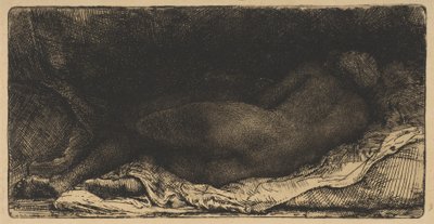 リクライニング女性ヌード、1658年。 作： Rembrandt van Rijn