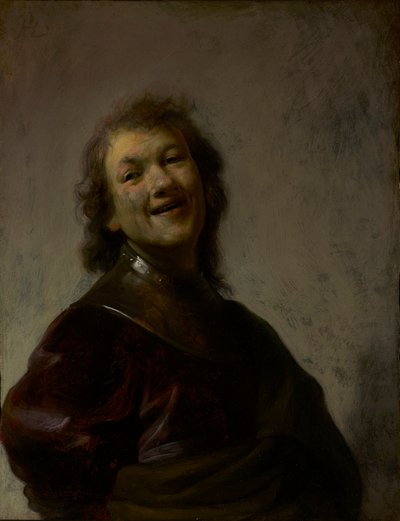レンブラント笑い、c。 1628（銅に油彩） 作： Rembrandt van Rijn