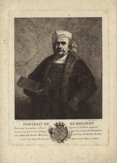 レンブラント、オランダの画家とエッチャーの自画像 作： Rembrandt van Rijn