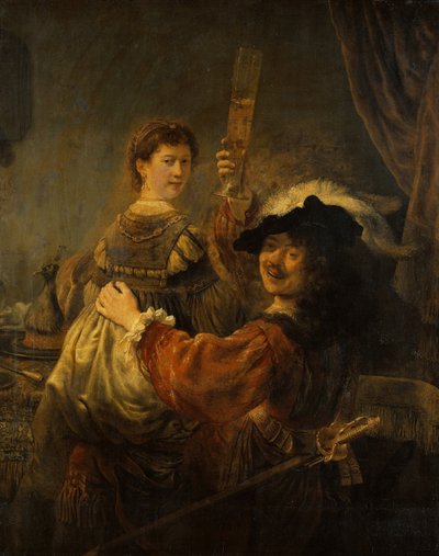 放蕩息子のたとえにおけるレンブラントとサスキア、c。 1635年 作： Rembrandt van Rijn