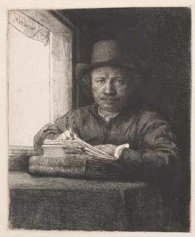 窓辺に描くレンブラント 作： Rembrandt van Rijn
