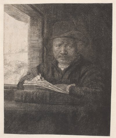 窓辺に描くレンブラント 作： Rembrandt van Rijn