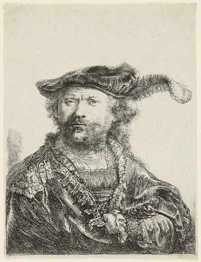 ベルベットの帽子をかぶったレンブラント 作： Rembrandt van Rijn