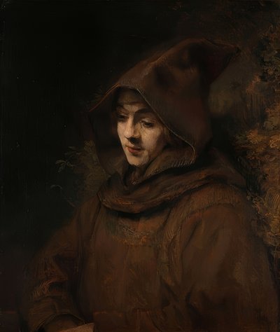 フランシスカンの習慣にあるレンブラントの息子ティトゥス。 1660 作： Rembrandt van Rijn